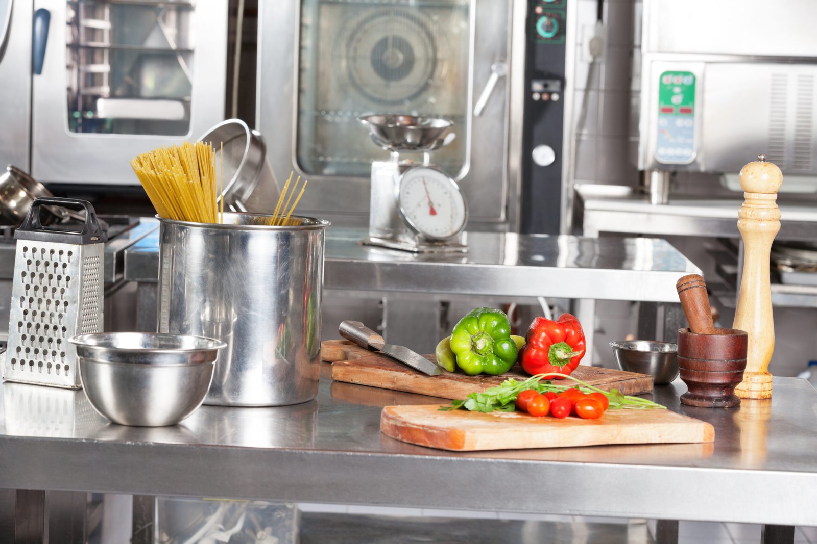 Fresh ingredients and prepared pasta in the Innovation Center test kitchen